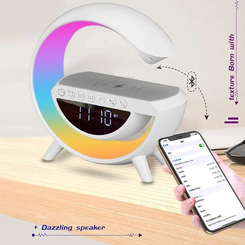 BT-3401 LED Display Wireless Phone Charger Bluetooth Speaker With Seven Color Selections, Alarm Clock, FM Radio