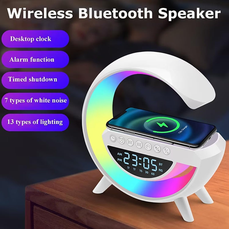 BT-3401 LED Display Wireless Phone Charger Bluetooth Speaker With Seven Color Selections, Alarm Clock, FM Radio